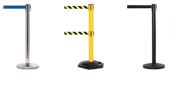 Retractable belt barriers